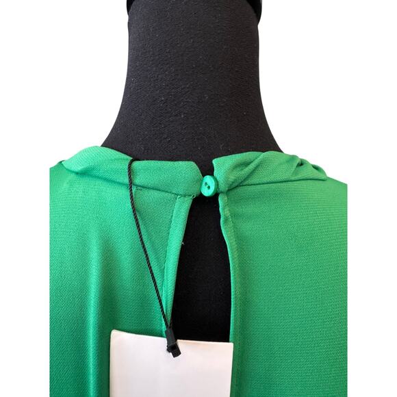 NWT ZARA Women's Green Long Sleeve Flowy Draped Dress Size L - Picture 7 of 10